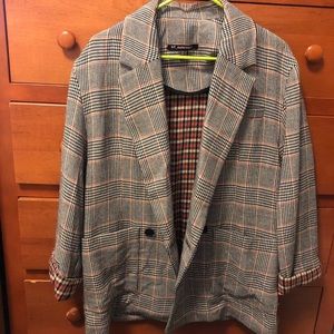 Zara | Check roll-sleeve blazer